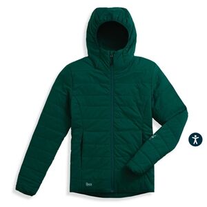 NWT Ibex woolaire Merino Wool Puffer Jacket Hood Green Women's Small Packable